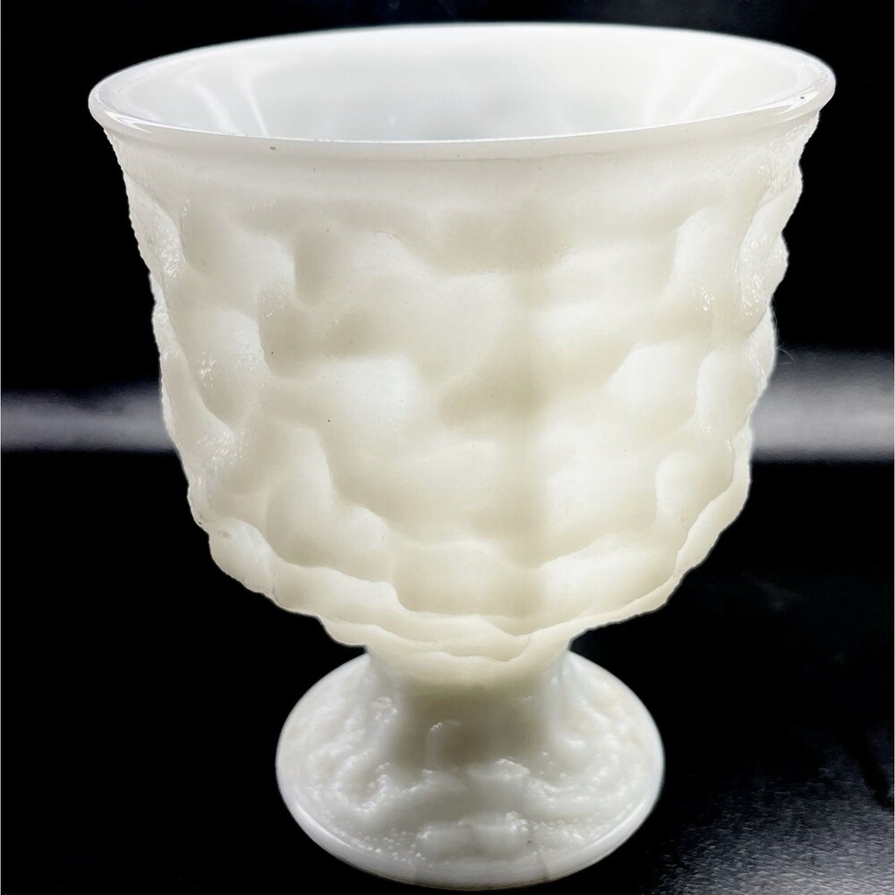 Vintage E.O. Brody Bumpy Milk Glass Footed Pedestal Vase/Planter
